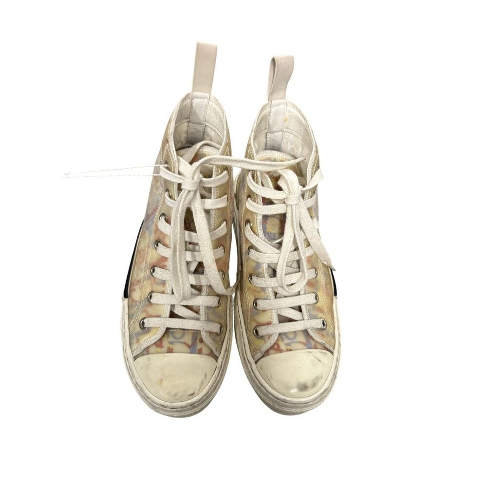 Christian Dior High-Top Sneakers Womens Size 35 Multicolor Canvas & Leather Made